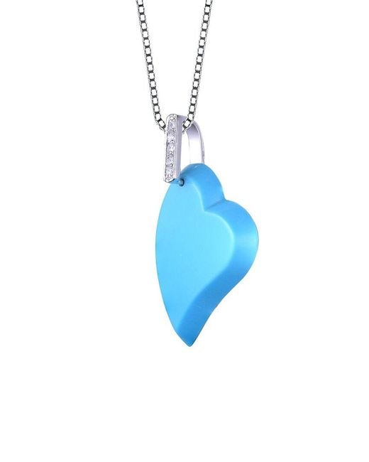 Genevive Jewelry Blue Silver Pendant Necklace
