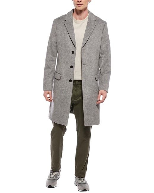 AllSaints Gray Hal Suede-Trim Wool-Blend Coat for men