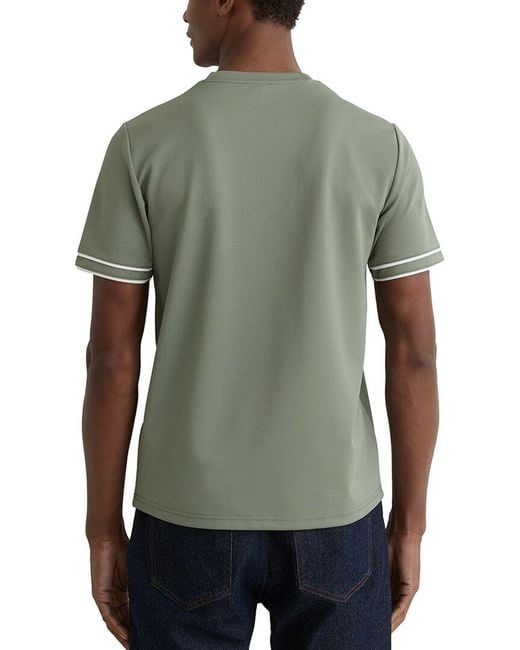 Reiss Gray Oscar Piped Textured C T-Shirt for men