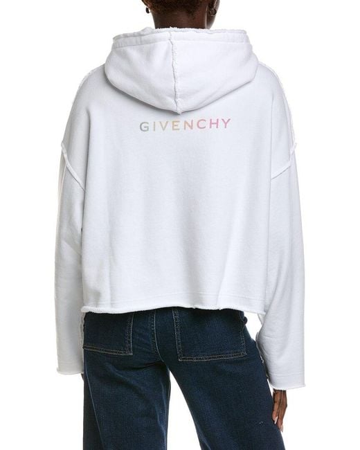 Givenchy White Frayed Print Hoodie