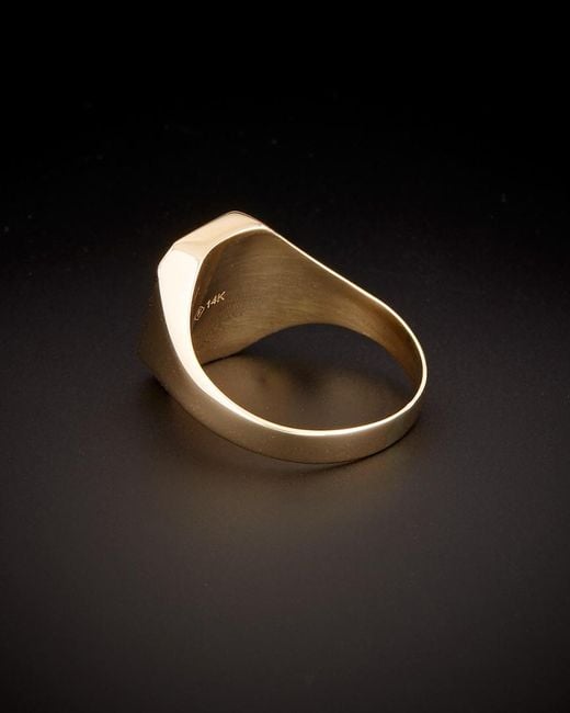 Italian Gold Black 14k Rectangular Signet Ring