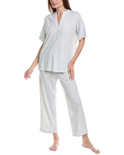N Natori White Imperial Geo Pajama Pant Set