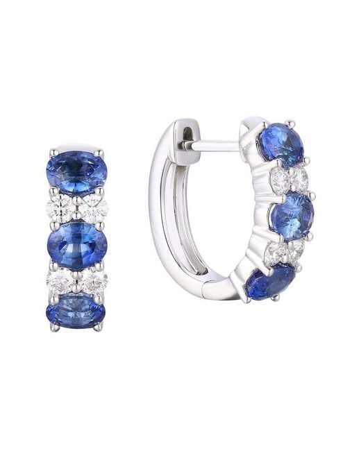 Gregg Ruth Blue 14K 2.24 Ct. Tw. Diamond & Sapphire Huggie Earring