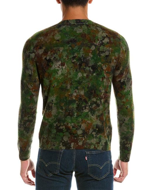 Autumn Cashmere Green Splatter Paint Print Wool & Cashmere-blend Crewneck Sweater for men