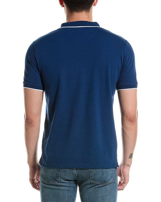 Tailorbyrd Blue Pique Zip Polo Shirt for men