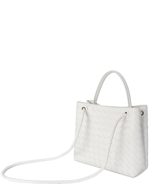 Tiffany & Fred Paris White Woven Leather Top-Handle Shoulder Bag