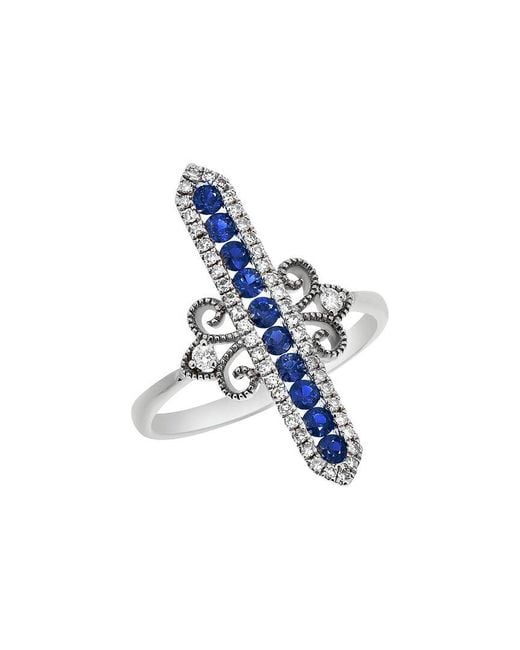 Diana M Blue Fine Jewelry 14k 0.63 Ct. Tw. Diamond & Sapphire Half-eternity Ring