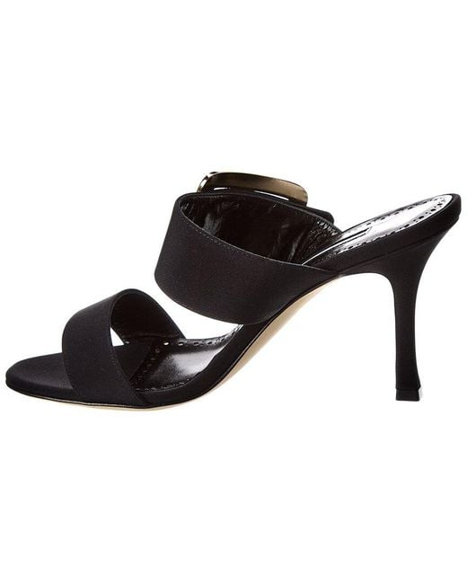 Manolo Blahnik Black Gable 90 Silk Sandal