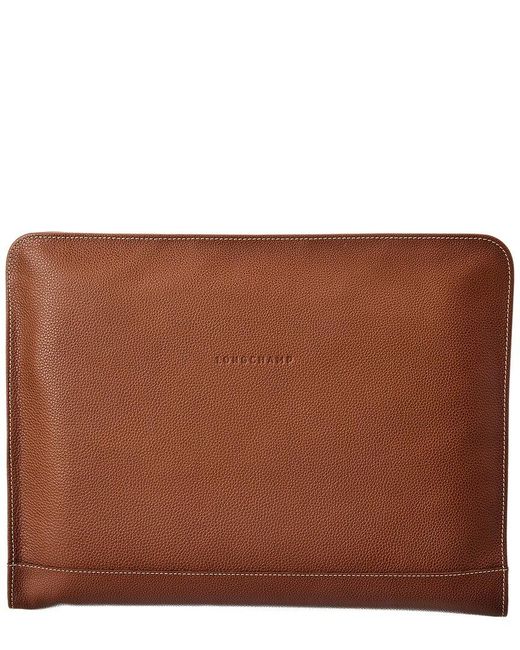Longchamp Le Foulonne Leather Laptop Case in Brown | Lyst