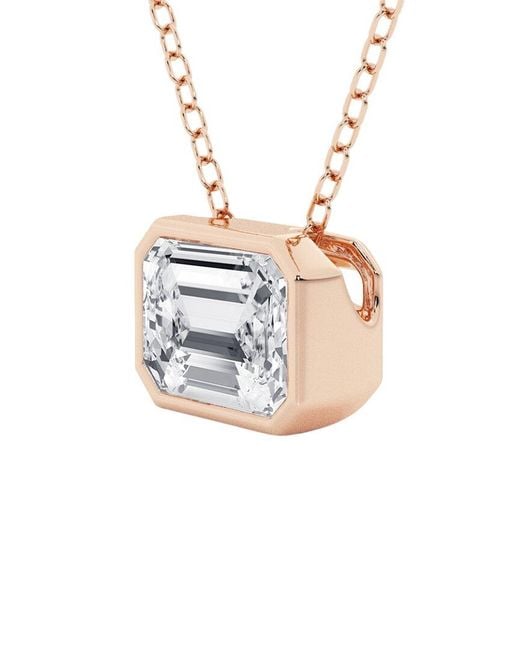 Lab Grown Diamonds White 14K Rose 1.50 Ct. Tw. Lab-Grown Diamond Solitaire Pendant