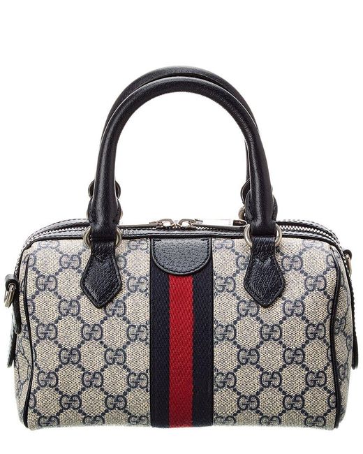 Gucci Black Ophidia GG Mini Top Handle GG Supreme Canvas & Leather Bag