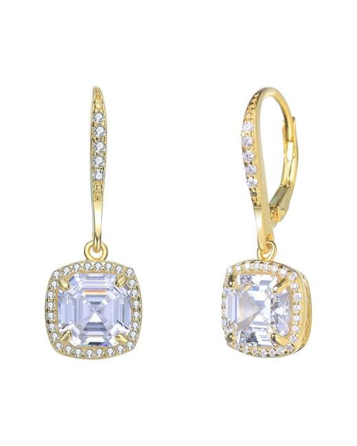 Rachel Glauber Metallic 14k Over Silver Cz Drop Earrings