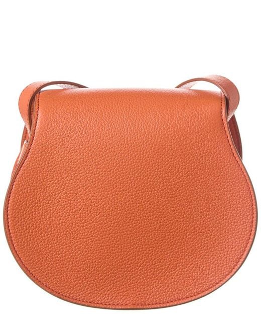 Chloé Orange Marcie Small Leather Saddle Bag