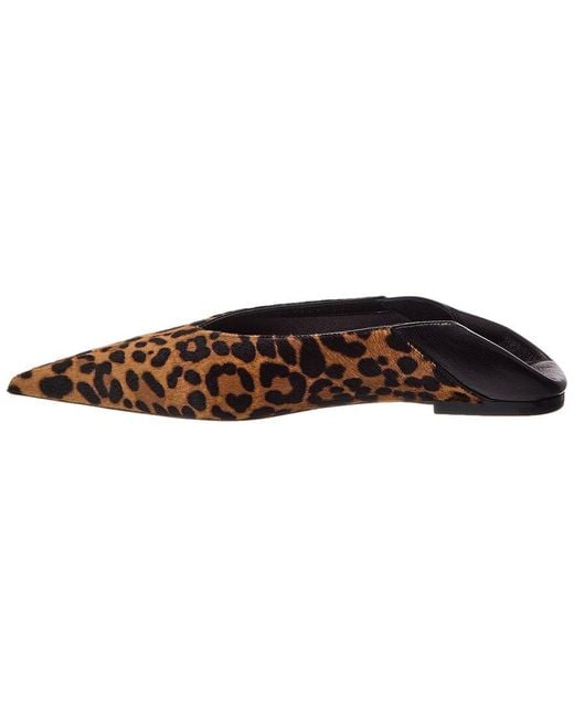 Saint Laurent Brown Kamari Haircalf & Leather Flat