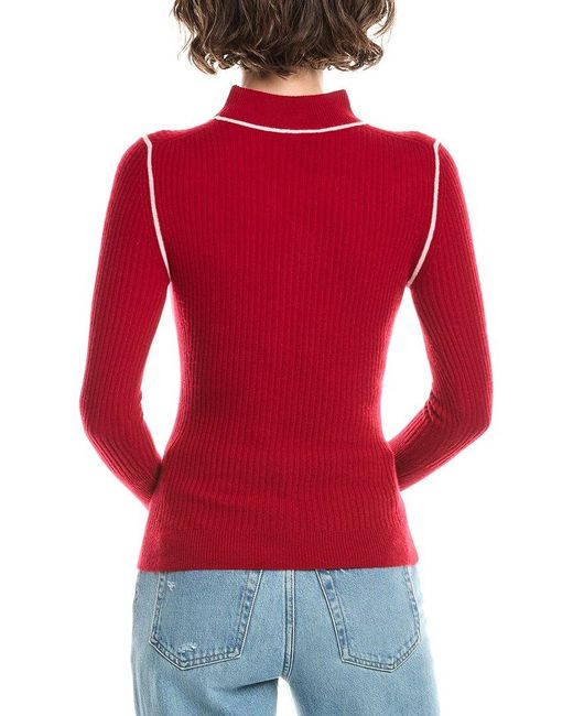 No Name Red Noname Fine Rib Mock Neck Cashmere Sweater