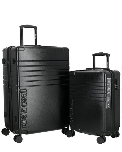 Roberto Cavalli Black Core Molded Collection 2pc Expandable Luggage Set