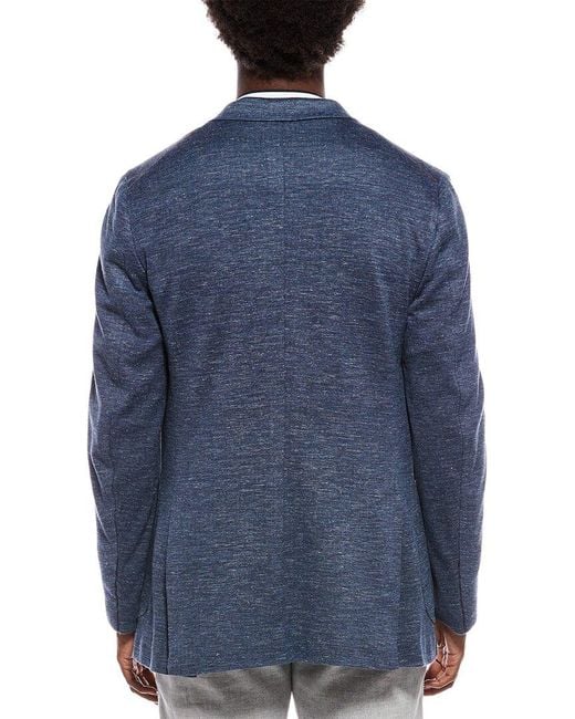 Isaia Blue Wool, Silk, & Linen-Blend Blazer for men