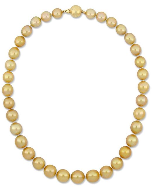Pearls Metallic 14K 0.06 Ct. Tw. Diamond 10-12Mm Pearl Necklace