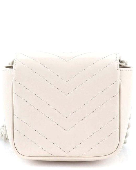 Gucci Natural GG Marmont Flap Belt Bag Matelassé Leather Mini (authentic Pre-loved)