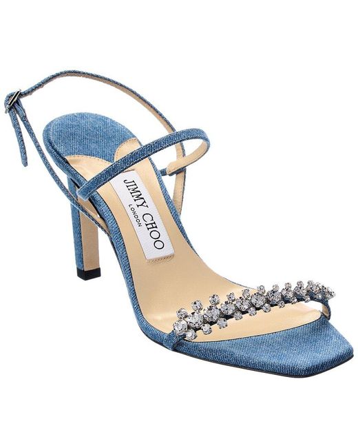 Jimmy Choo Blue Meira 85 Denim Sandal