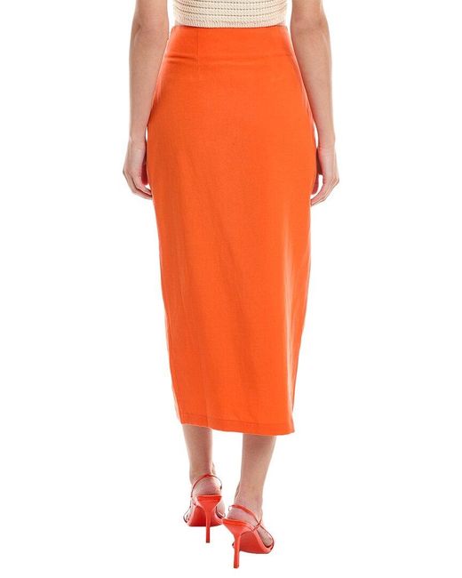 Mara Hoffman Orange Sunja Linen-blend Midi Skirt