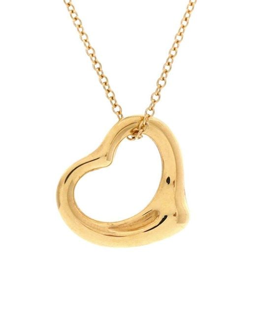 Tiffany & Co Metallic Gold Elsa Peretti Open Heart Pendant Necklace (authentic Pre- Loved)