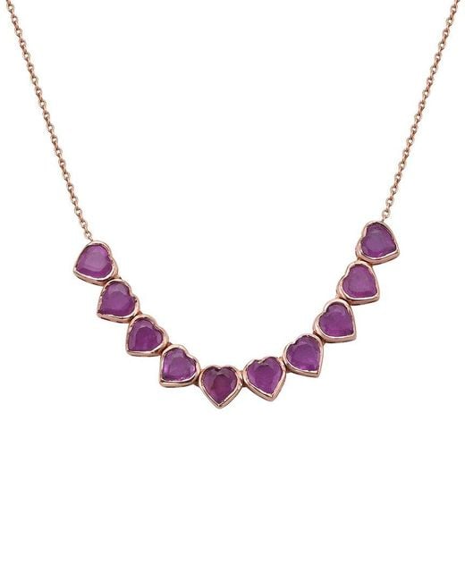 Forever Creations USA Inc. Forever Creations 14k Rose Gold 3.30 Ct. Tw. Pink Sapphire Heart Bar Necklace