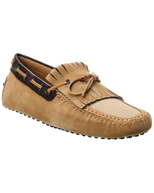 Tod's Brown Canvas & Suede Loafer for men