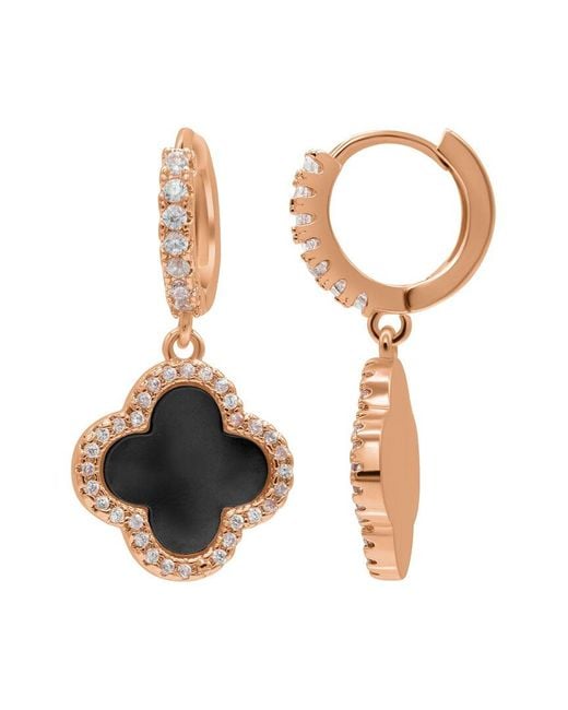 Adornia White 14K Rose Plated Cover Huggie Earrings