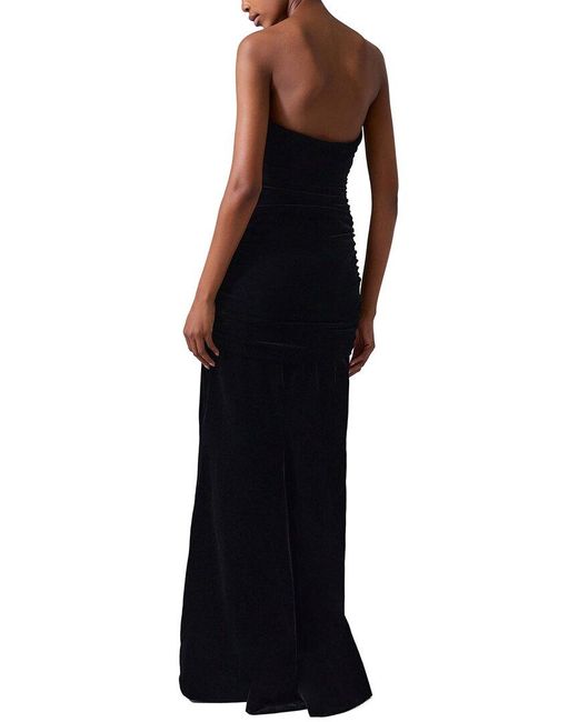 Carolina Herrera Black Stretch Velvet Strapless Deep U Ruched Gown