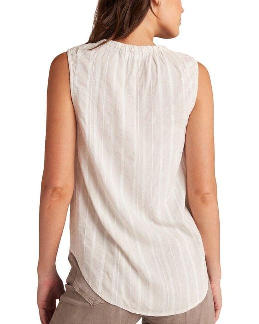 Bella Dahl White Sleeveless Shirred Neck Pullover
