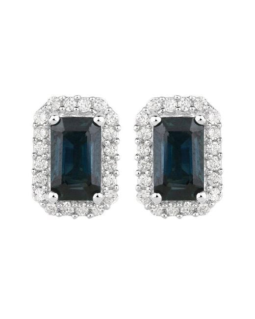 Diana M Blue Fine Jewelry 14k 0.91 Ct. Tw. Diamond & Sapphire Studs