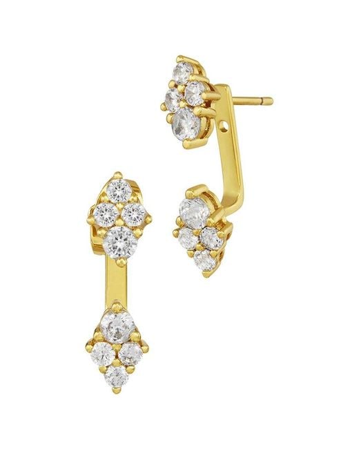 Savvy Cie Metallic 18K Plated Cz Jacket Earrings
