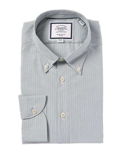 Charles Tyrwhitt Gray Non-iron Button-down Check Extra Slim Fit Shirt for men