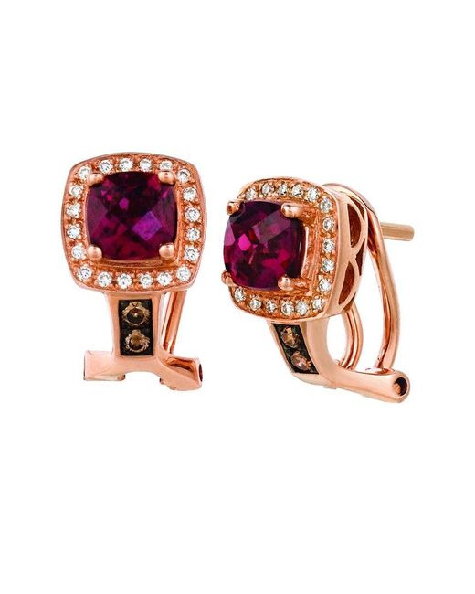 Le Vian Pink Le Vian Raspberry Rhodolite 14k Rose Gold 1.82 Ct. Tw. Diamond & Rhodolite Earrings