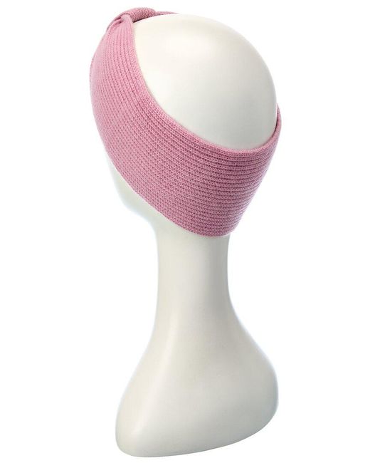 Phenix Pink Ribbed Bow Cashmere Headband