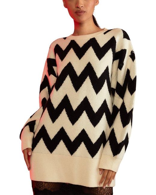 Cynthia Rowley Natural Chunky Chevron Wool & Cashmere-blend Sweater