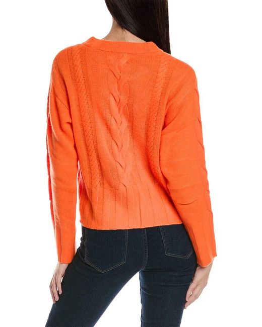 Brodie Cashmere Orange Lily Cable Cashmere Sweater
