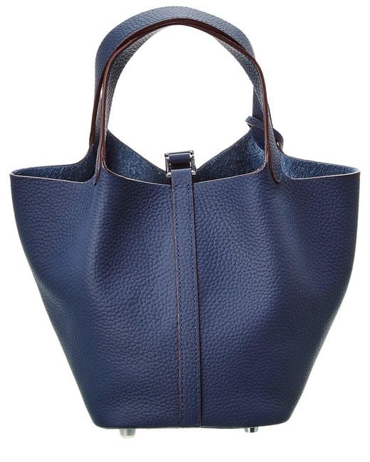 Tiffany & Fred Paris Blue Full-grain Leather Top Handle Satchel