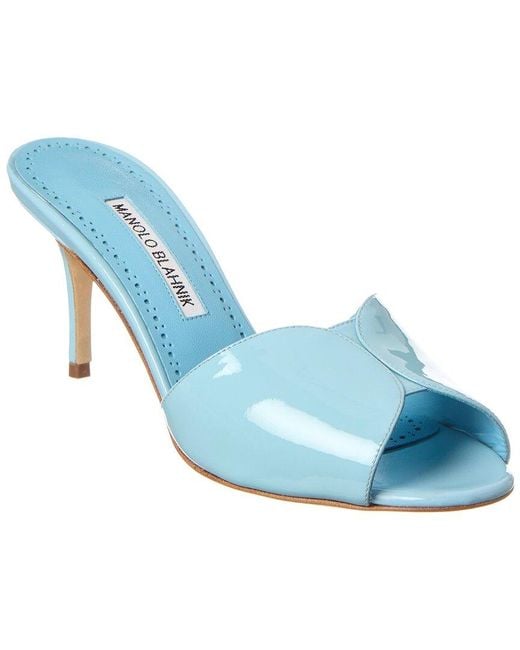 Manolo Blahnik Blue Houramu 70 Patent Sandal