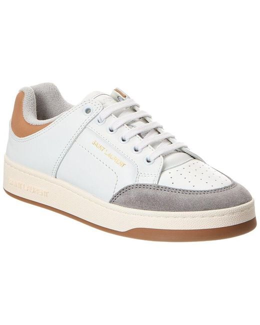 Saint Laurent White Sl 61 Leather & Suede Sneaker
