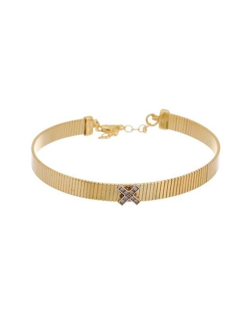 Meshmerise Metallic 18k Over Silver 0.05 Ct. Tw. Diamond Bangle Bracelet