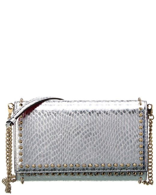 Christian Louboutin Gray Paloma Reptile-embossed Leather Clutch
