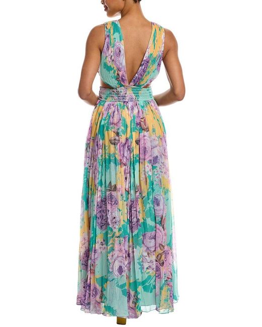 Rococo Sand Blue Accordion Pleated Maxi Dress