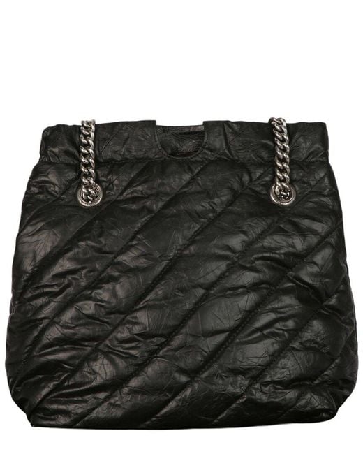 Balenciaga Black Crush Small Quilted Leather Tote