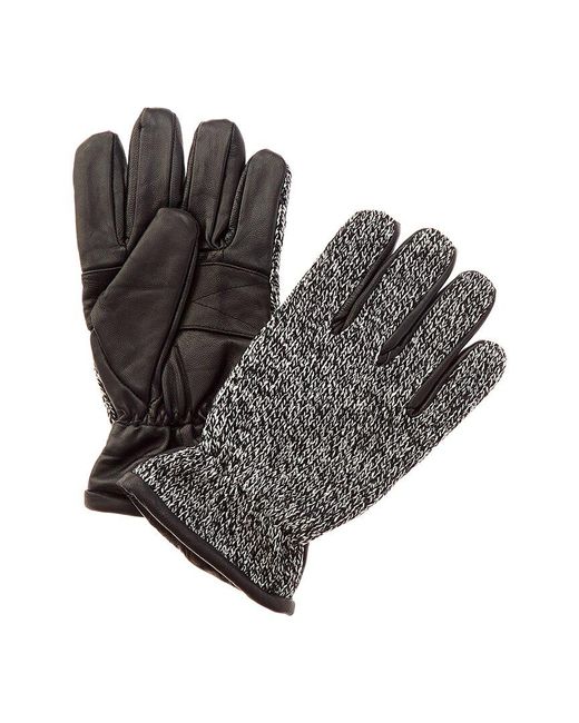 Surell Gray Black Leather Gloves for men