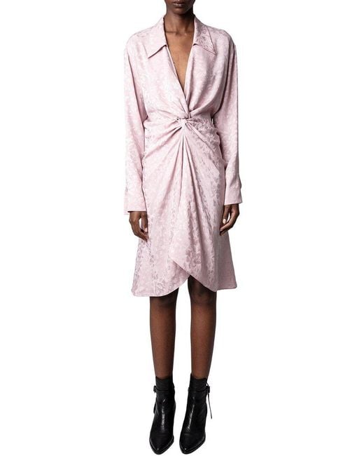 Zadig & Voltaire Pink Rozo Jac Leo Silk Dress