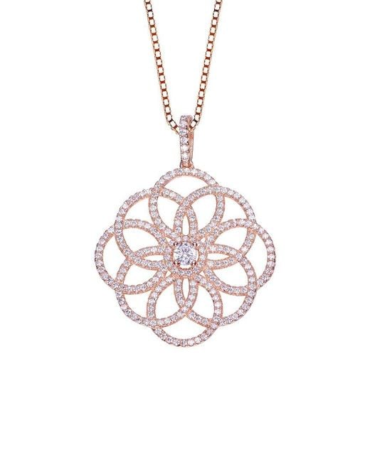 Genevive Jewelry Pink 18k Rose Gold Plated Cz Pendant
