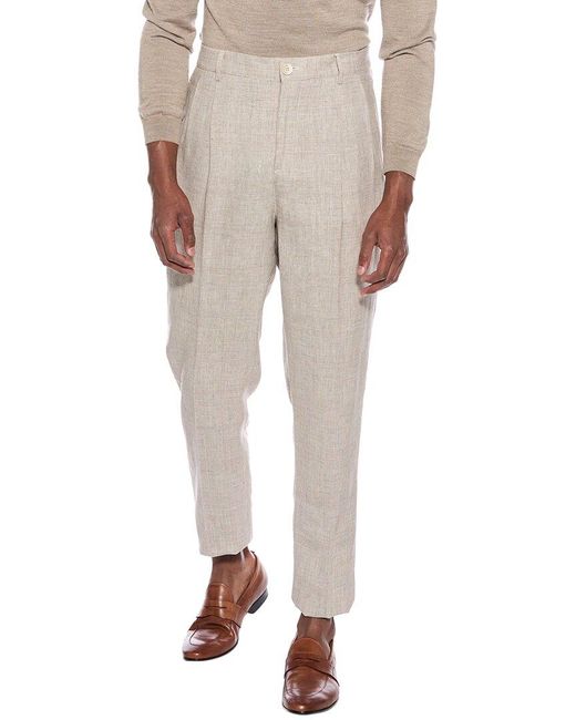Brunello Cucinelli Natural Easy Fit Linen & Wool-Blend Pant for men