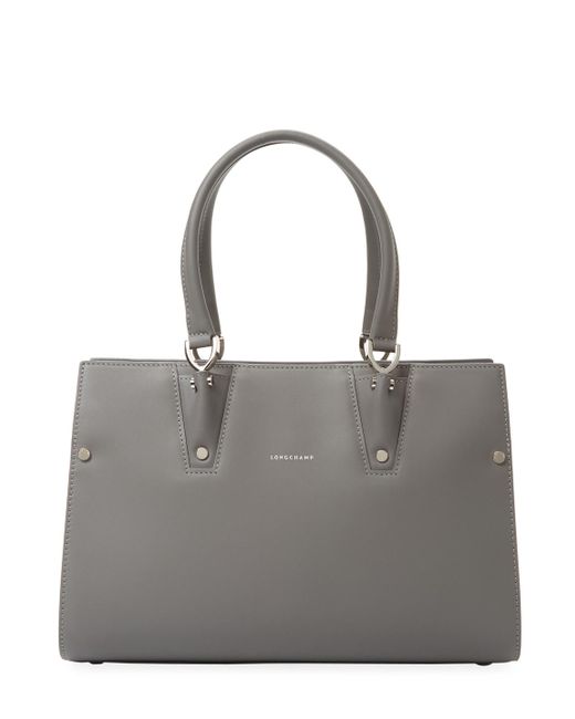 Longchamp Gray Paris Premier Small Leather Tote Bag